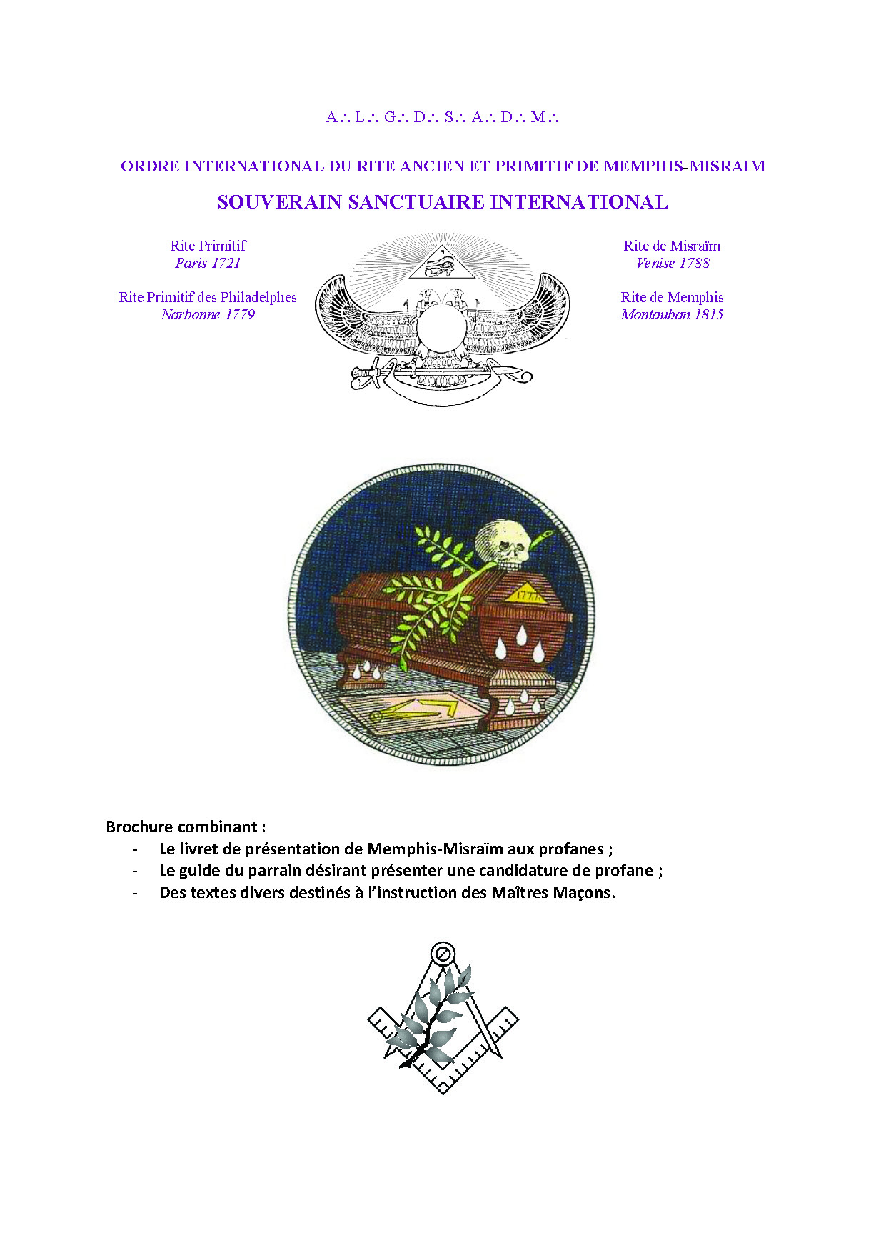 Illustration pour un livre publié : Brochure combinée destinée aux Maîtres Maçons
