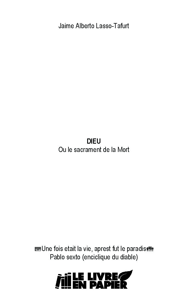 Illustration pour un livre publié : DIEU Ou le sacrament de la Mort