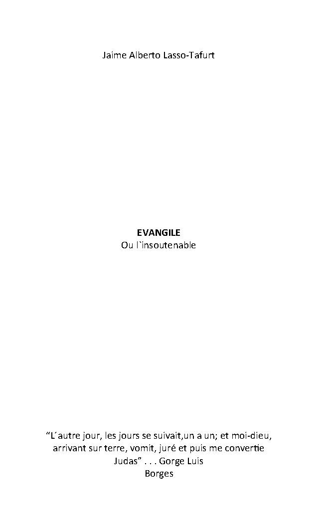 Illustration pour un livre publié : EVANGILE Ou l`insoutenable
