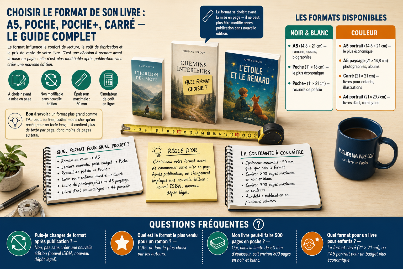 Choisir le format de son livre : A5, poche, poche+, carré — le guide complet