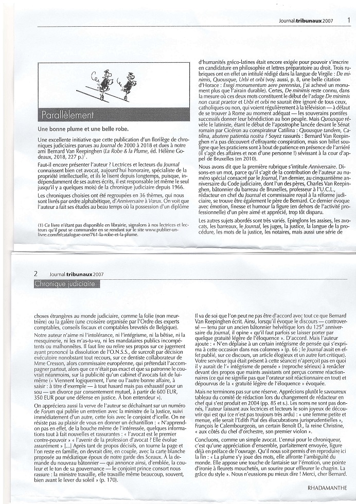 Le journal des tribunaux - Bernard Van Reepinghen